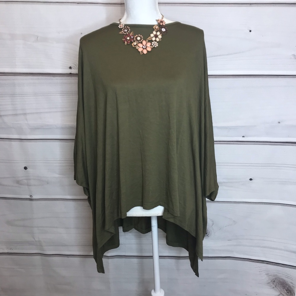Cherish Olive Green Poncho Top | Lightweight Oversized Wrap | Size XS/S